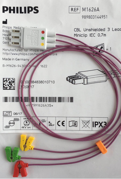 Philips M1624A three-lead clamp neonatal lead wire (American standard)